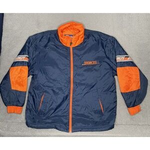 Vintage Pro Player NFL Denver Broncos Jacket Mens Large Full Zip Navy Blue